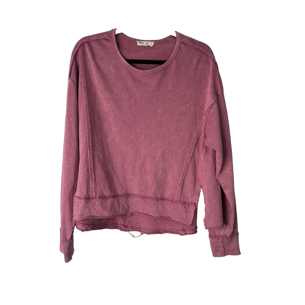 New In Sweatshirt Size S Mauve Mineral Wash French Terry Pullover Boho Oversized